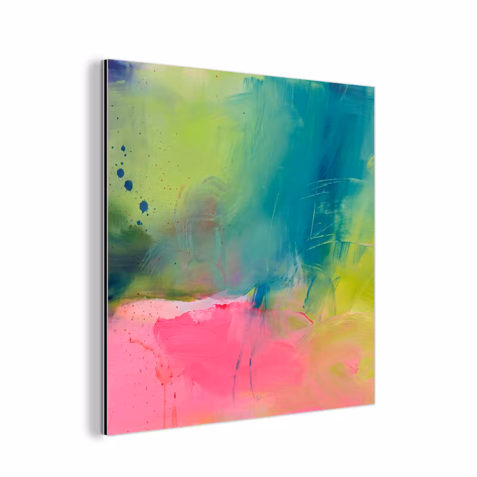 Aluminium schilderij - Abstract - Kleuren - Modern - Groen - Roze — 1