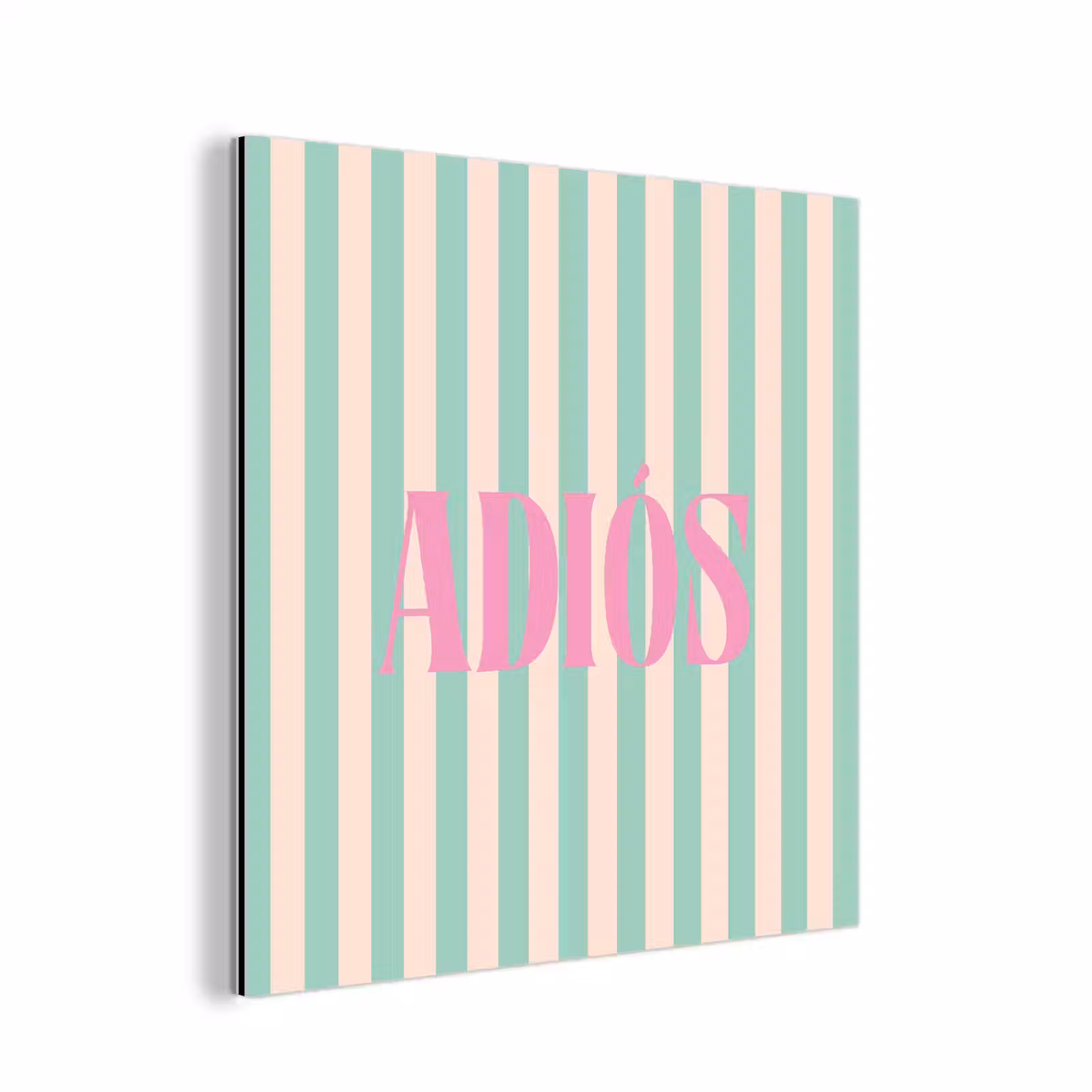 Aluminium schilderij - Groen - Strepen - Roze - Adiós — 1