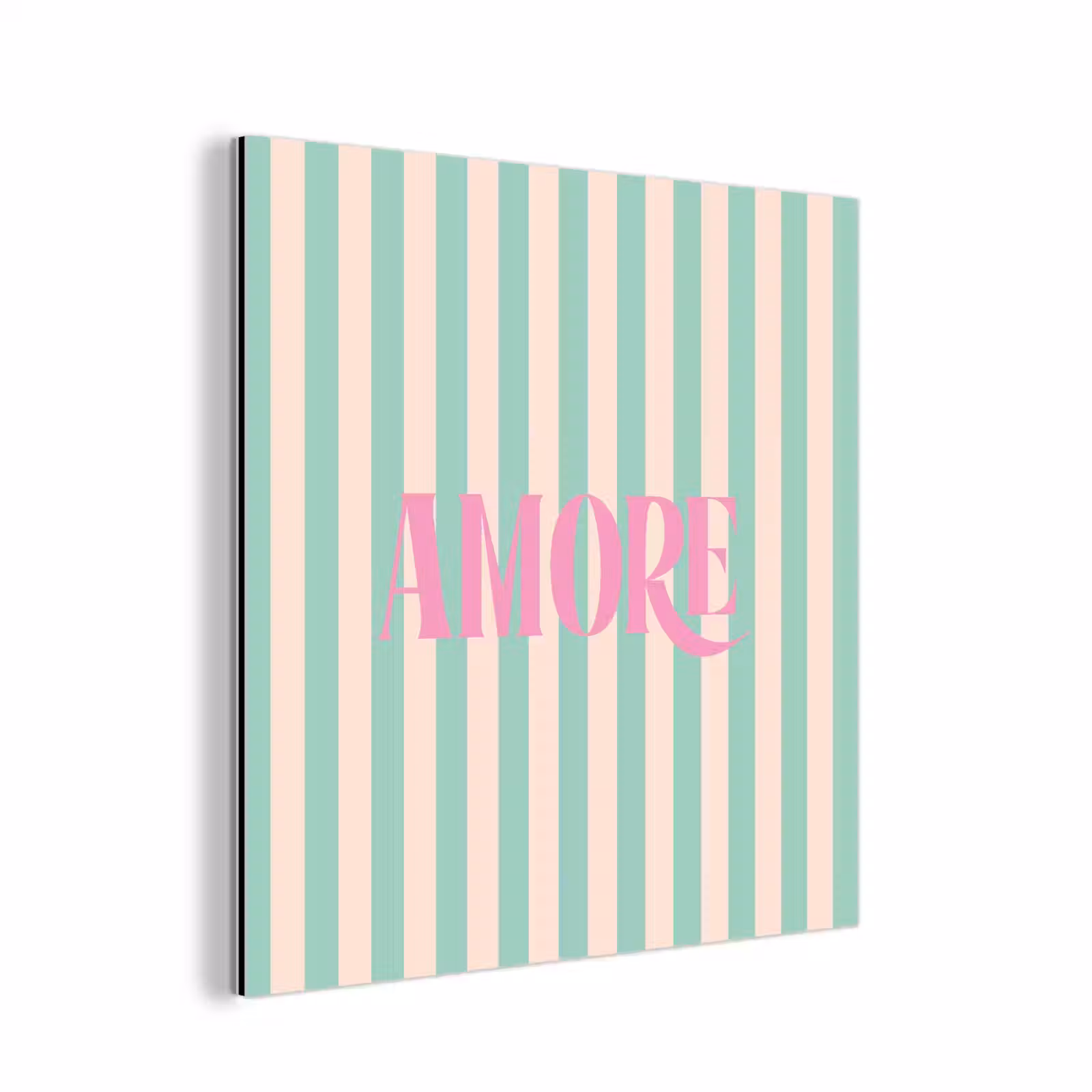 Aluminium schilderij - Roze - Groen - Strepen - Amore — 1