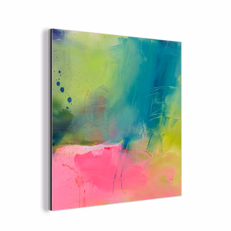 Aluminium schilderij - Abstract - Kleuren - Modern - Groen - Roze — 1