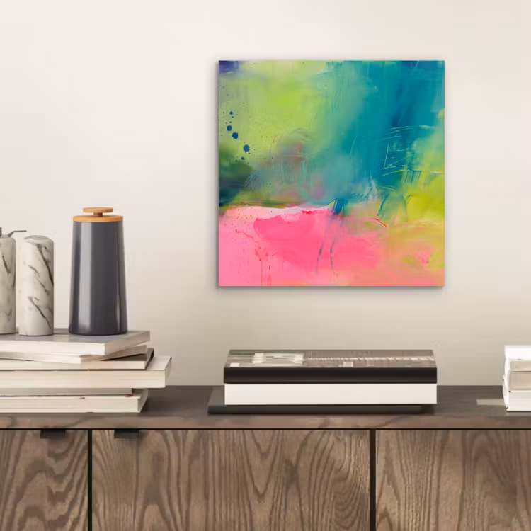 Aluminium schilderij - Abstract - Kleuren - Modern - Groen - Roze — 2