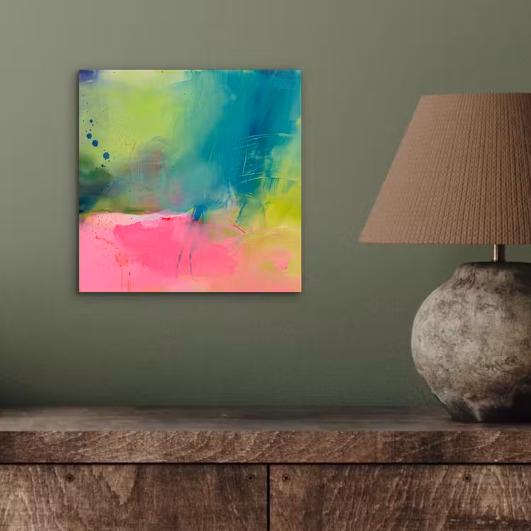Aluminium schilderij - Abstract - Kleuren - Modern - Groen - Roze — 3