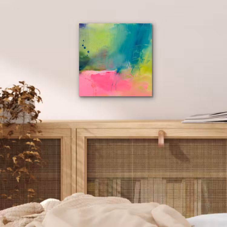 Aluminium schilderij - Abstract - Kleuren - Modern - Groen - Roze — 4