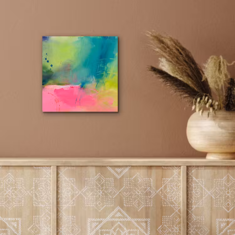 Aluminium schilderij - Abstract - Kleuren - Modern - Groen - Roze — 5