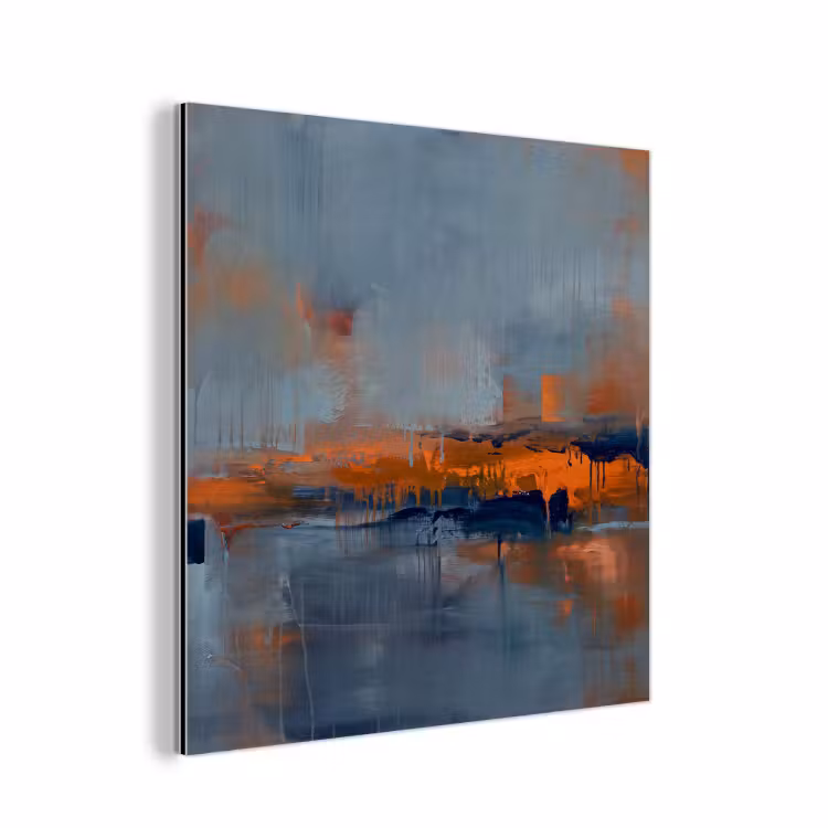 Aluminium schilderij - Abstract - Kleuren - Modern - Oranje - Grijs — 1