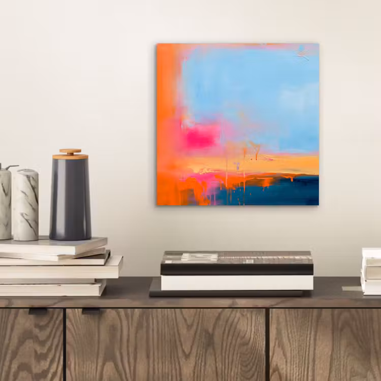 Aluminium schilderij - Abstract - Kleurvlakken - Modern - Oranje - Blauw — 2