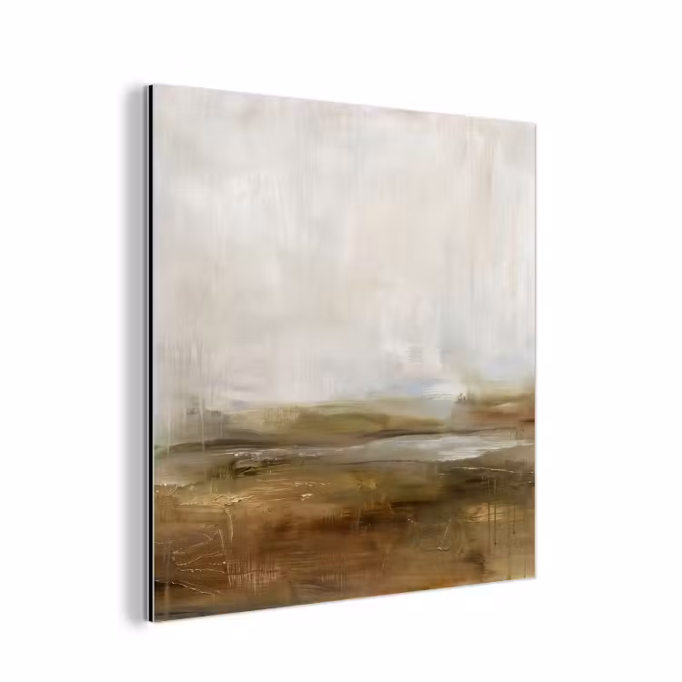Aluminium schilderij - Abstract - Landschap - Natuur - Beige - Bruin — 1