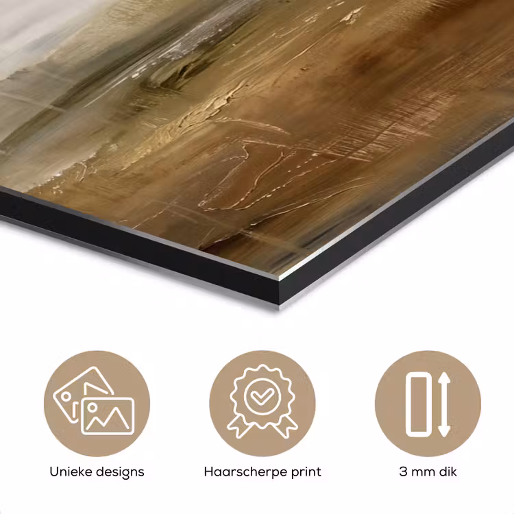 Aluminium schilderij - Abstract - Landschap - Natuur - Beige - Bruin — 7