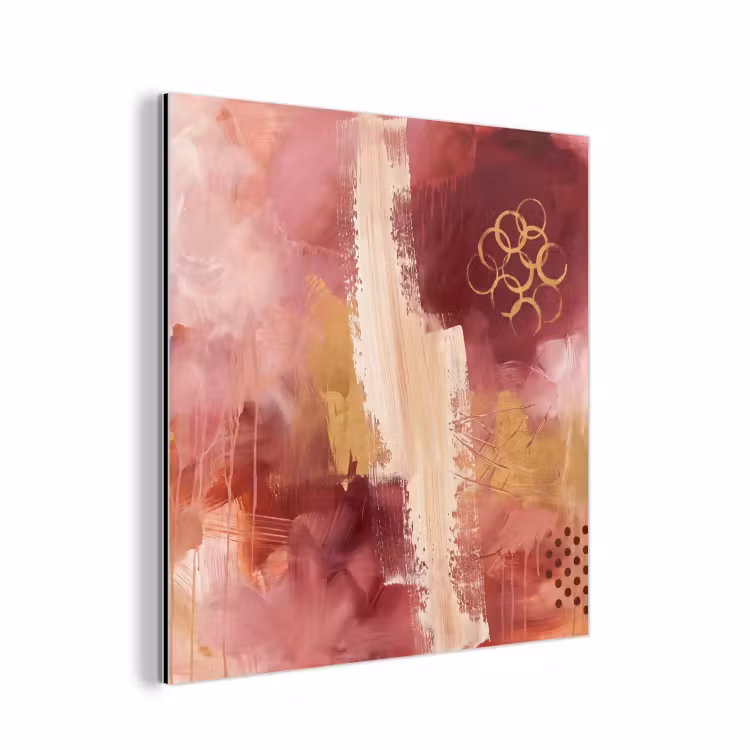 Aluminium schilderij - Abstract - Rood - Goud - Modern - Kunst — 1