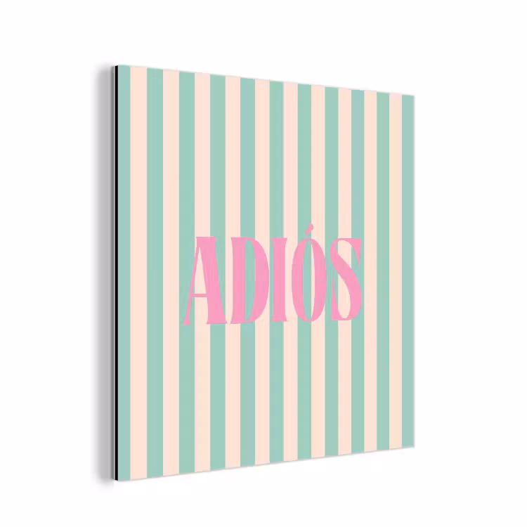 Aluminium schilderij - Groen - Strepen - Roze - Adiós — 1