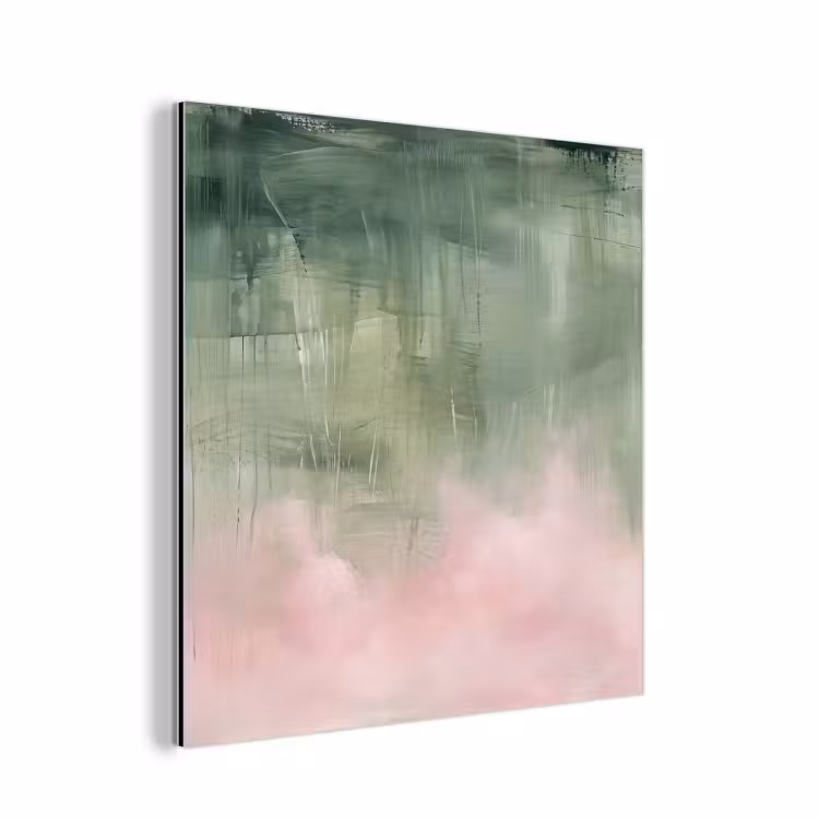 Aluminium schilderij - Kunst - Abstract - Modern - Groen - Roze — 1