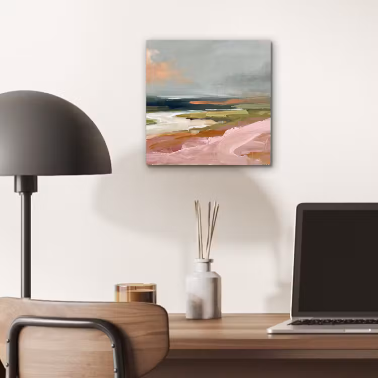 Aluminium schilderij - Landschap - Rivier - Abstract - Roze - Groen — 6