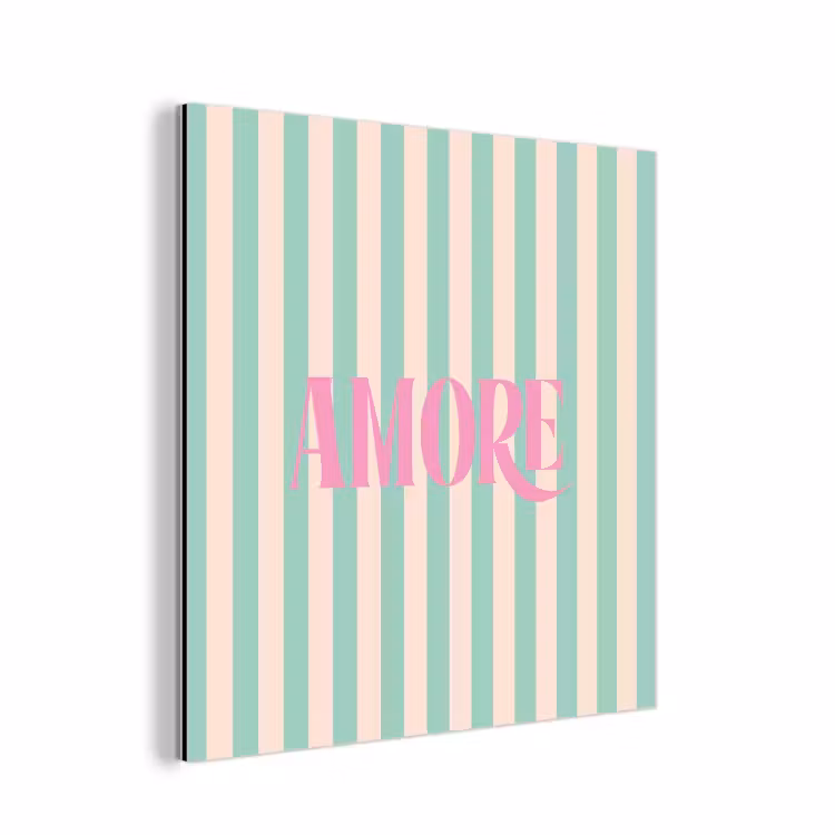Aluminium schilderij - Roze - Groen - Strepen - Amore — 1