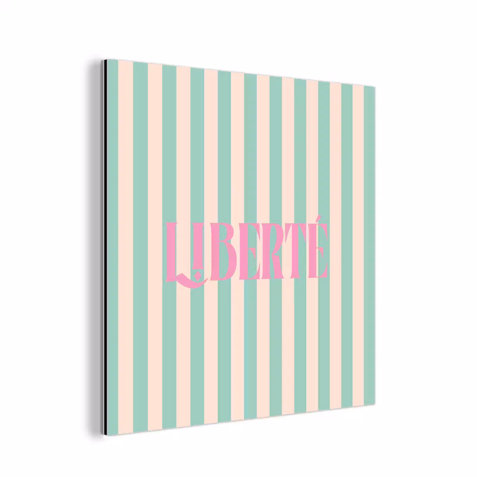 Aluminium schilderij - Roze - Groen - Strepen - Liberté — 1