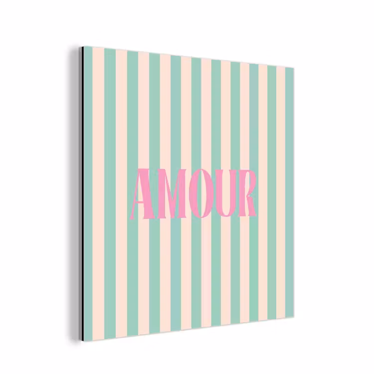 Aluminium schilderij - Roze - Groen - Strepen - Amour — 1