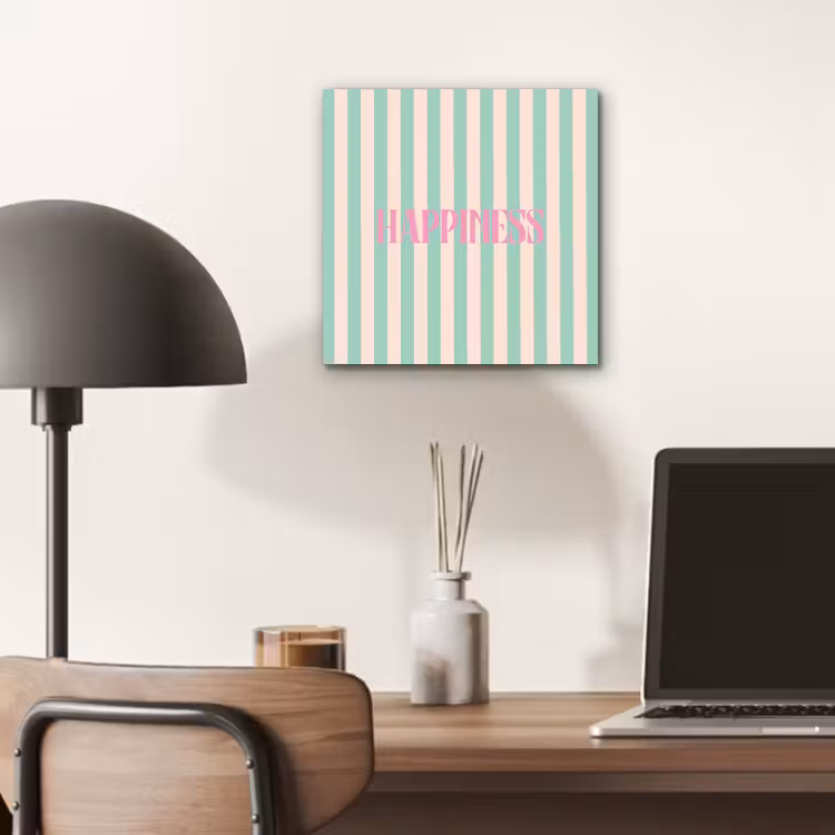 Aluminium schilderij - Roze - Groen - Strepen - Happiness — 6