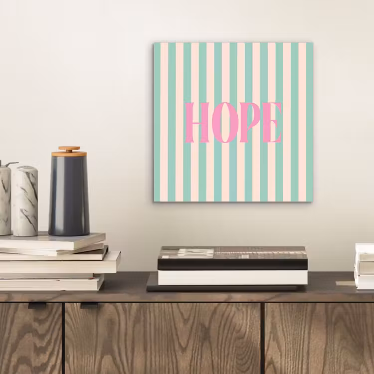 Aluminium schilderij - Roze - Groen - Strepen - Hope — 2