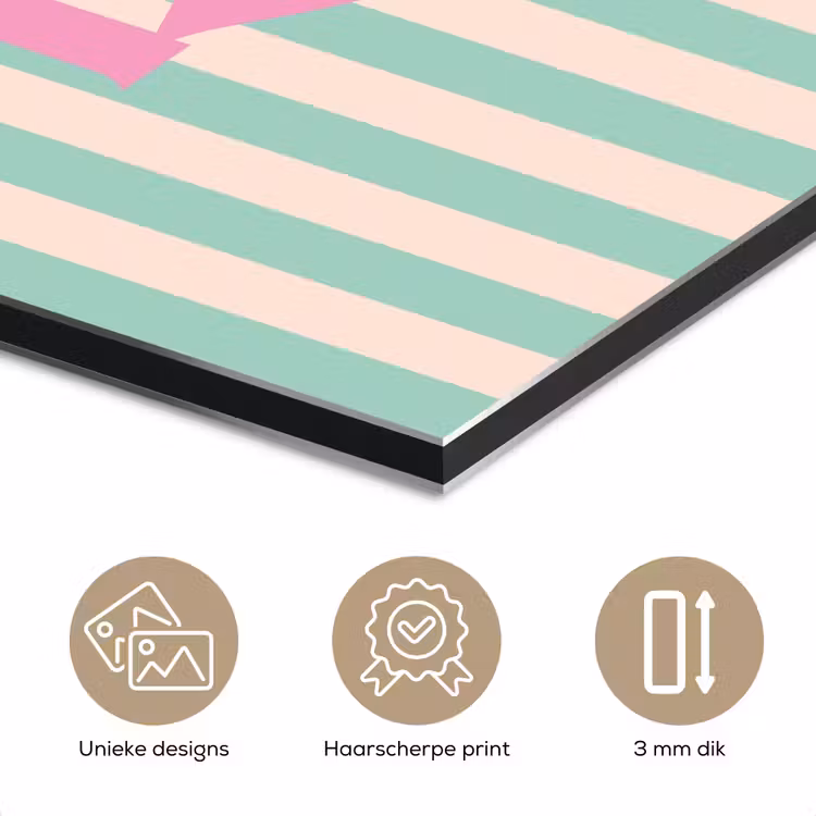 Aluminium schilderij - Roze - Groen - Strepen - Leef — 7