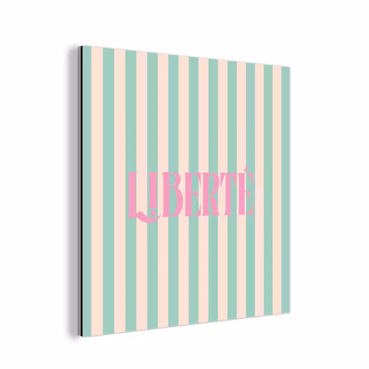 Aluminium schilderij - Roze - Groen - Strepen - Liberté — 1