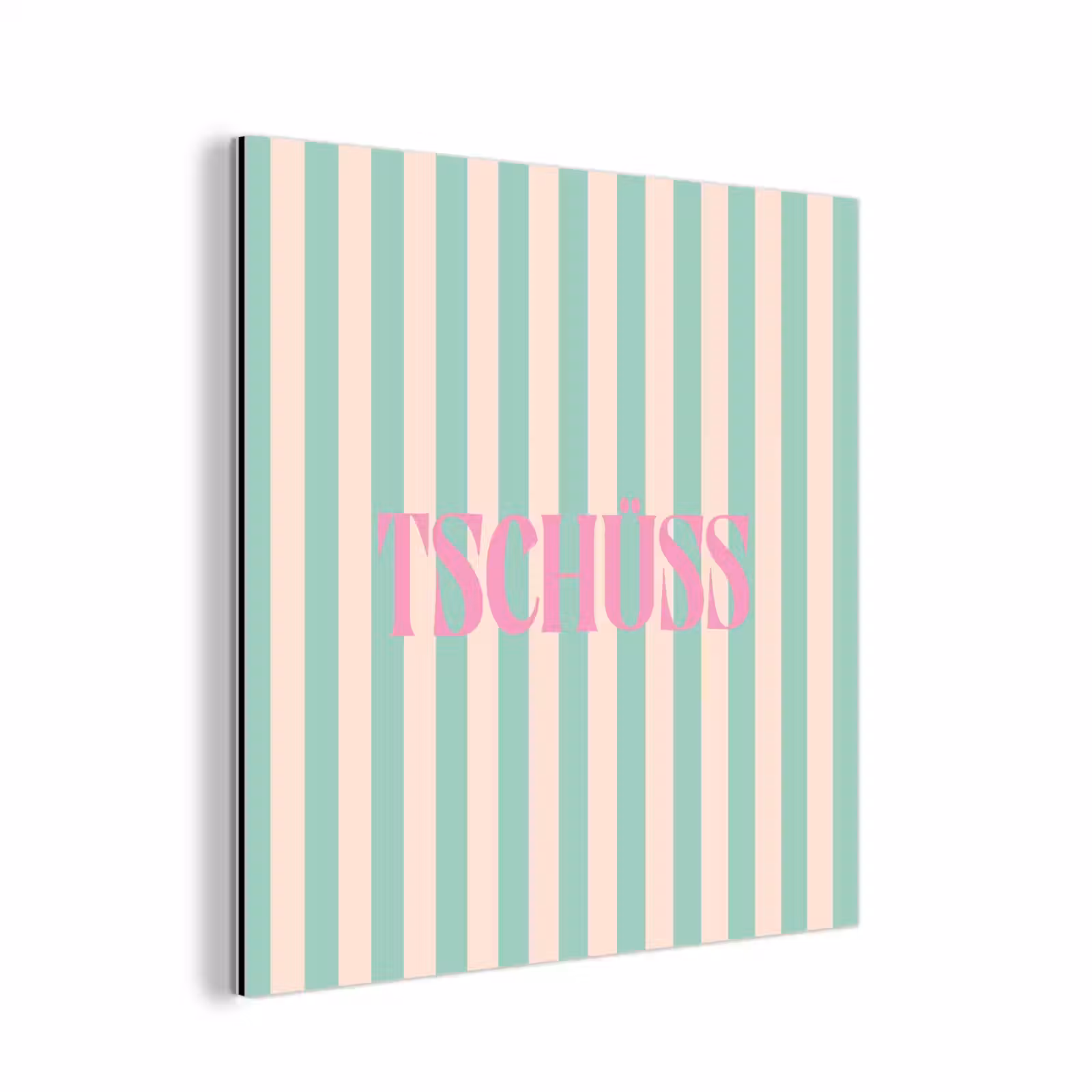 Aluminium schilderij - Roze - Groen - Strepen - Tschüss — 1