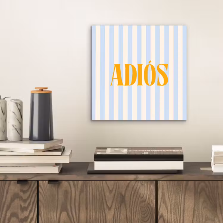 Aluminium schilderij - Oranje - Blauw - Strepen - Adiós — 2