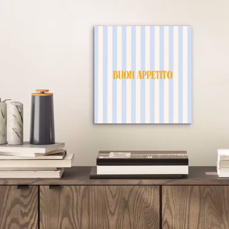 Aluminium schilderij - Oranje - Blauw - Strepen - Buon appetito — 2