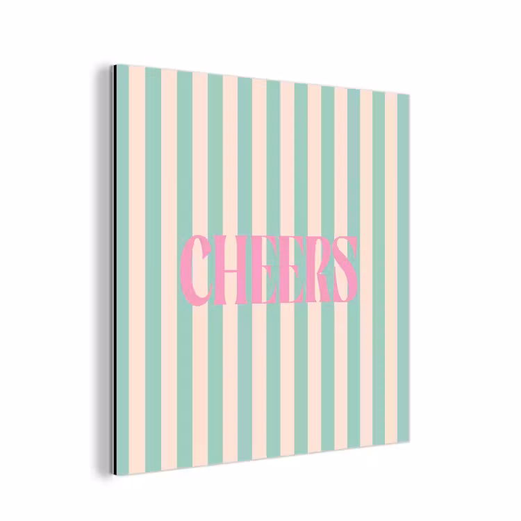 Aluminium schilderij - Roze - Groen - Strepen - Cheers — 1