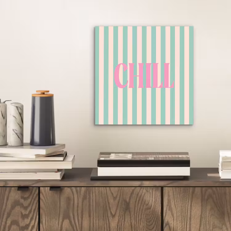 Aluminium schilderij - Roze - Groen - Strepen - Chill — 2