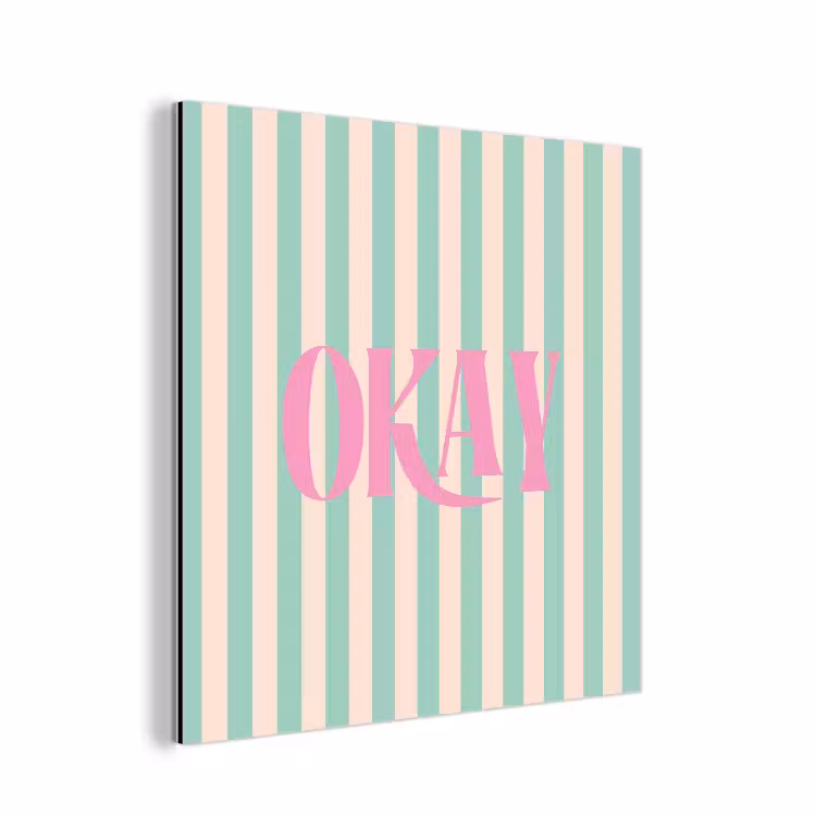 Aluminium schilderij - Roze - Groen - Strepen - Okay — 1