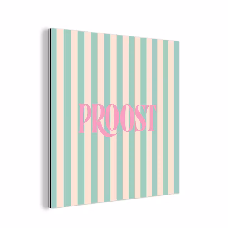 Aluminium schilderij - Roze - Groen - Strepen - Proost — 1