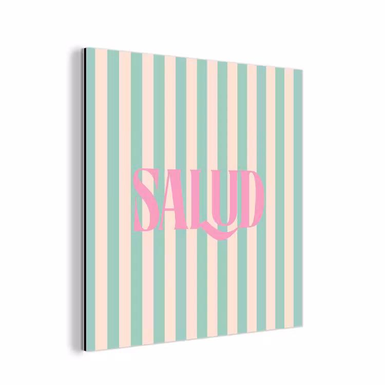 Aluminium schilderij - Roze - Groen - Strepen - Salud — 1