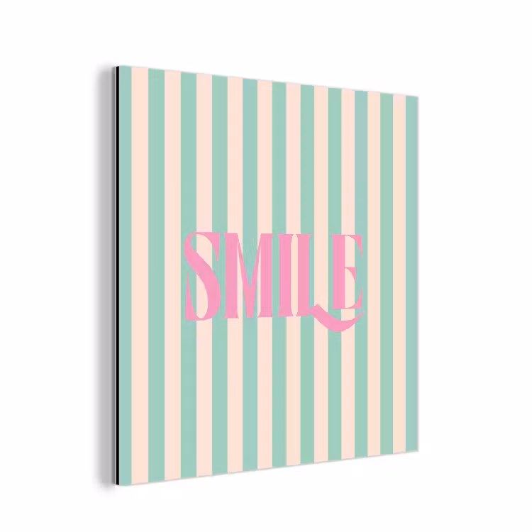 Aluminium schilderij - Roze - Groen - Strepen - Smile — 1
