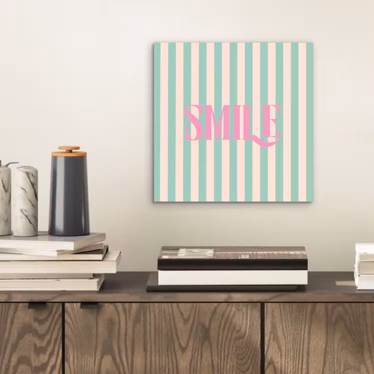 Aluminium schilderij - Roze - Groen - Strepen - Smile — 2