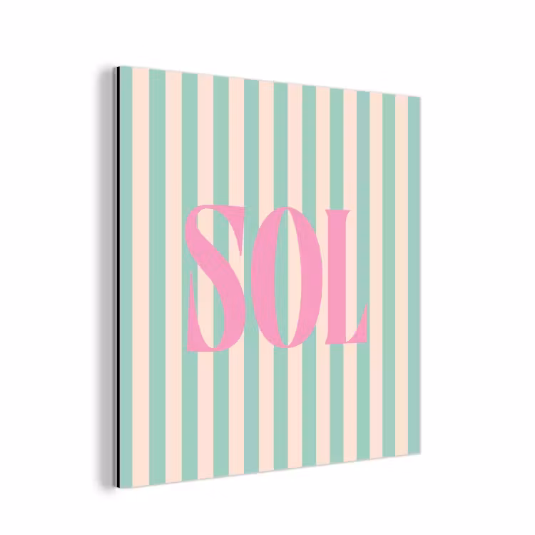 Aluminium schilderij - Roze - Groen - Strepen - Sol — 1