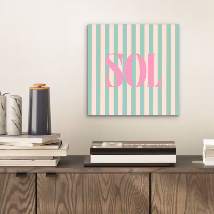 Aluminium schilderij - Roze - Groen - Strepen - Sol — 2
