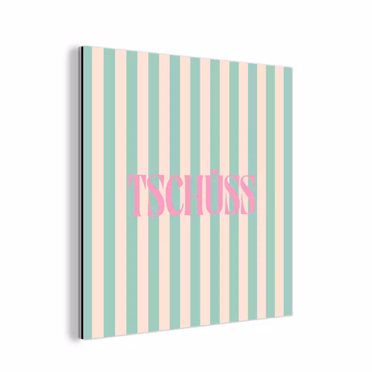 Aluminium schilderij - Roze - Groen - Strepen - Tschüss — 1
