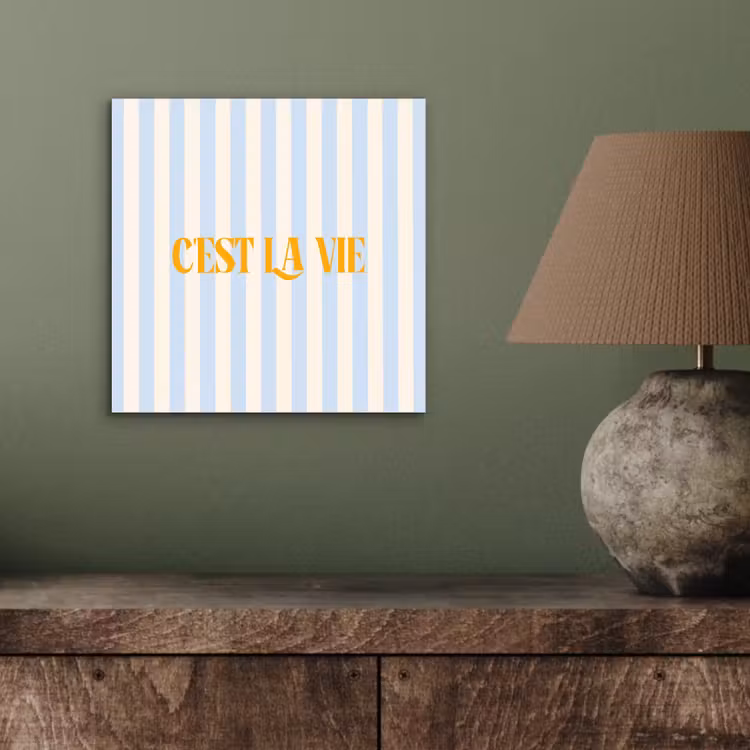 Aluminium schilderij - Alt: Oranje - Blauw - Strepen - C'est la vie — 3