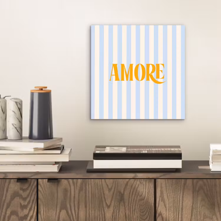 Aluminium schilderij - Oranje - Blauw - Strepen - Amore — 2