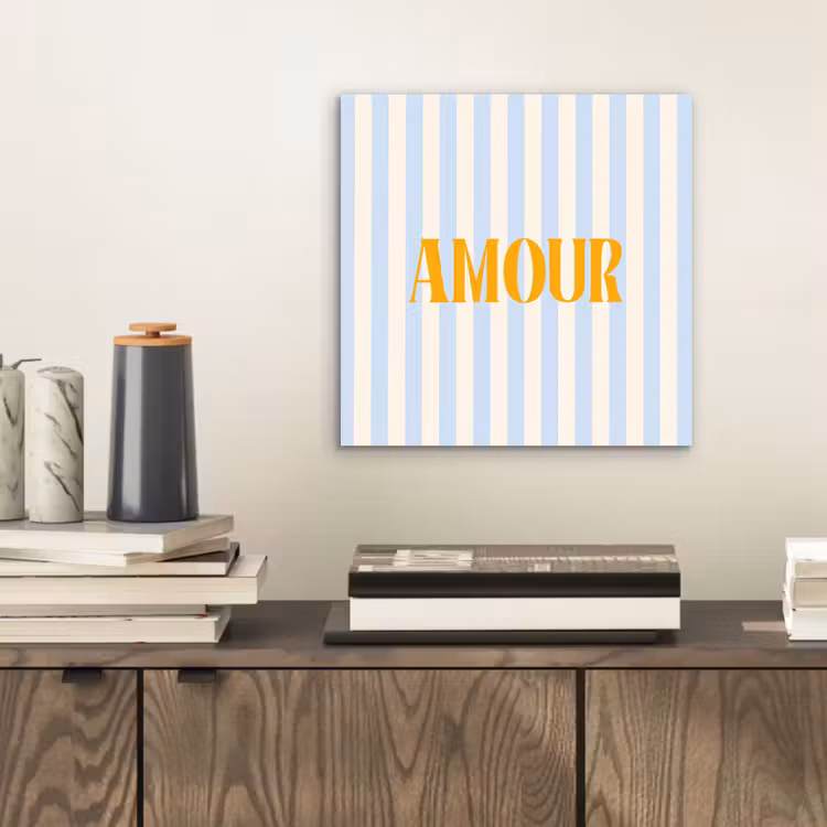 Aluminium schilderij - Oranje - Blauw - Strepen - Amour — 2