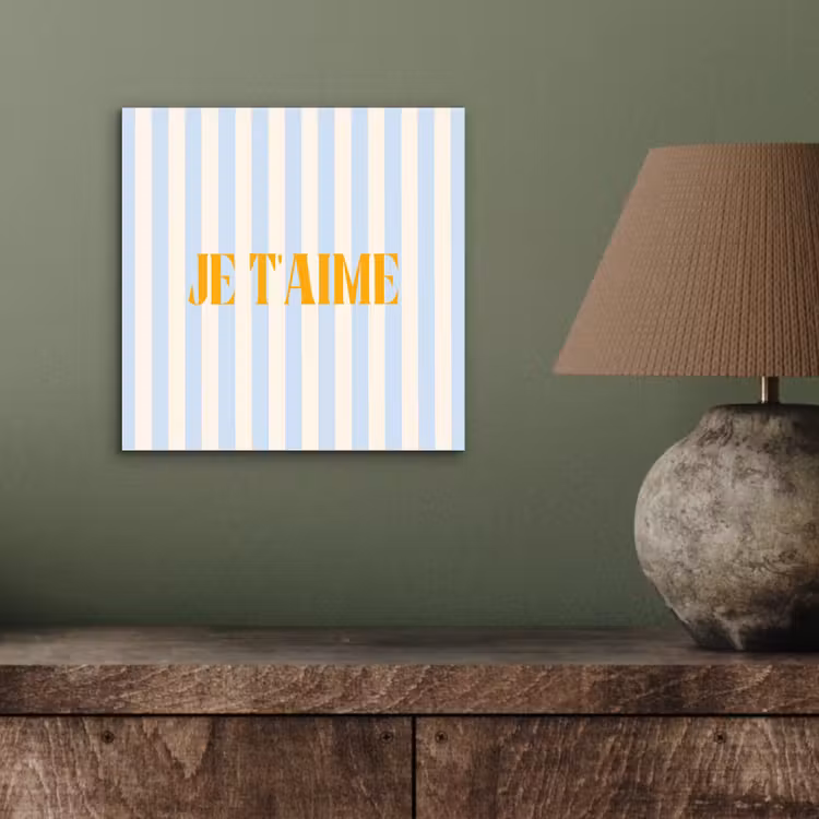 Aluminium schilderij - Oranje - Blauw - Strepen - Je t'aime — 3