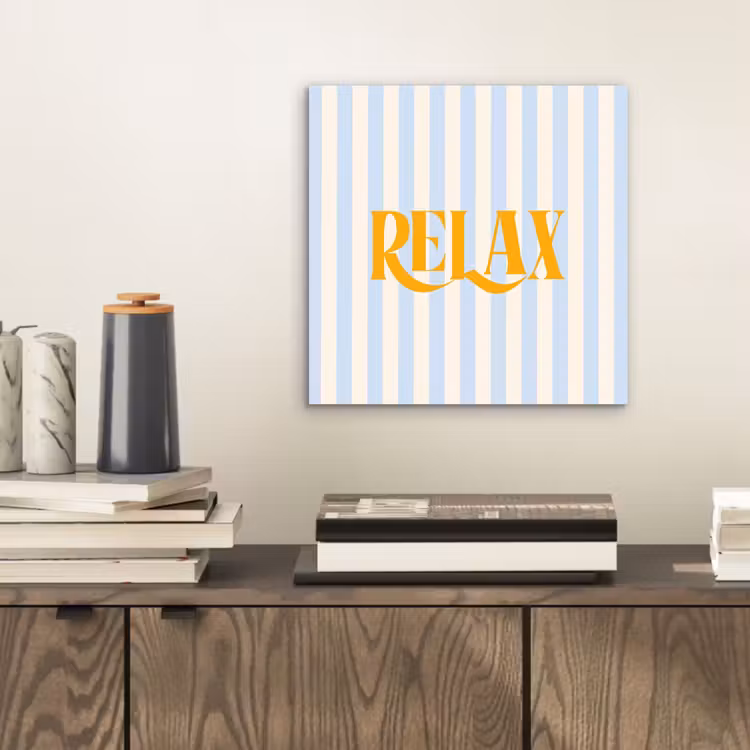 Aluminium schilderij - Oranje - Blauw - Strepen - Relax — 2