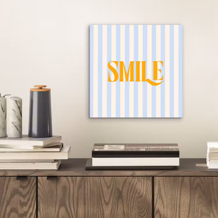Aluminium schilderij - Oranje - Blauw - Strepen - Smile — 2