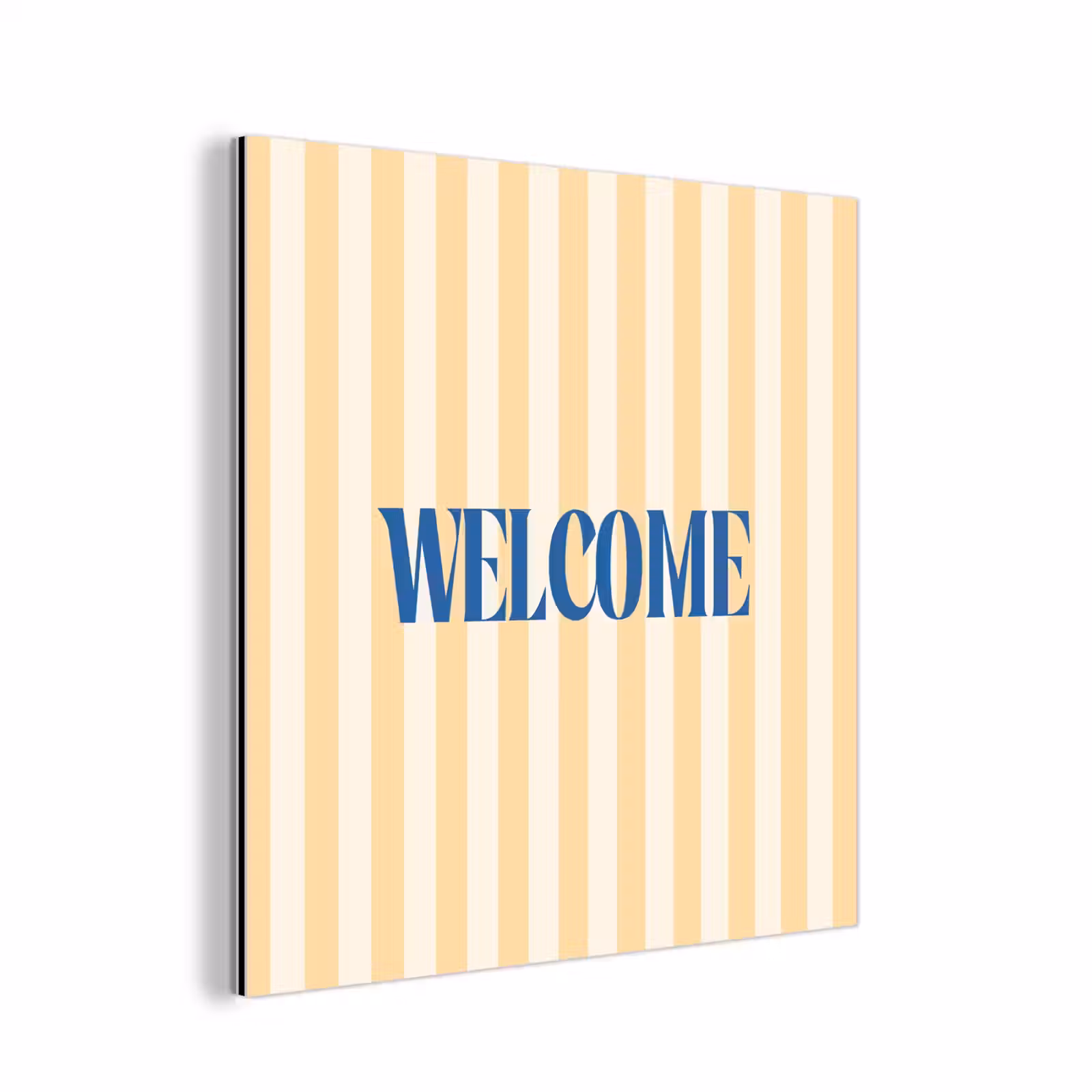 Aluminium schilderij - Blauw - Geel - Strepen - Welcome — 1