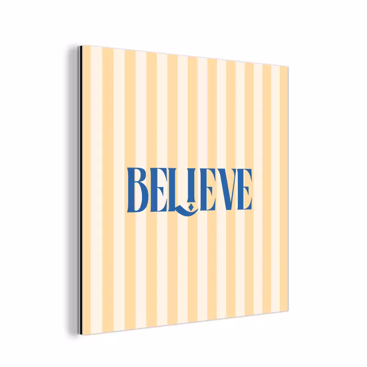 Aluminium schilderij - Blauw - Geel - Strepen - Believe — 1