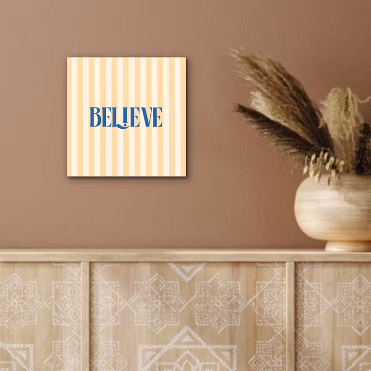 Aluminium schilderij - Blauw - Geel - Strepen - Believe — 5