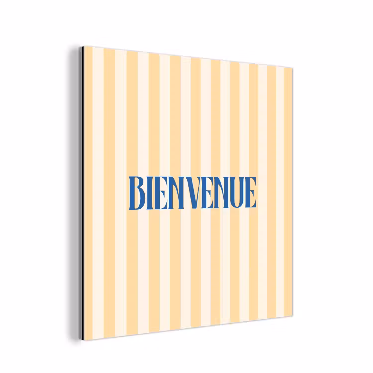 Aluminium schilderij - Blauw - Geel - Strepen - Bienvenue — 1