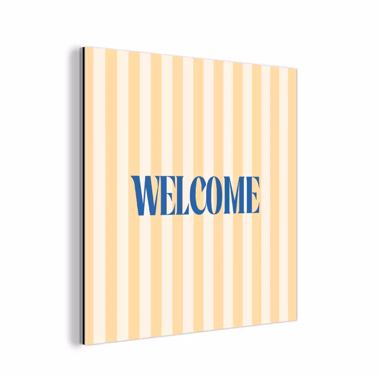 Aluminium schilderij - Blauw - Geel - Strepen - Welcome — 1