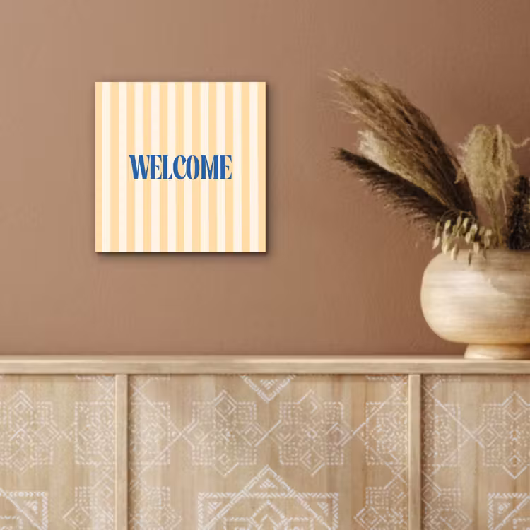 Aluminium schilderij - Blauw - Geel - Strepen - Welcome — 5