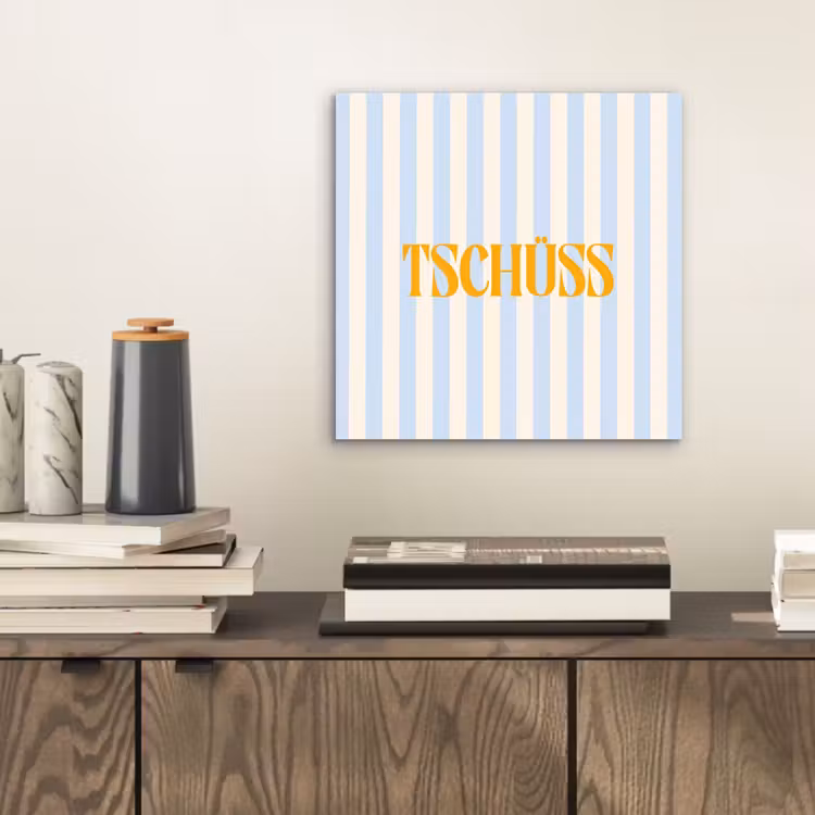 Aluminium schilderij - Oranje - Blauw - Strepen - Tschüss — 2