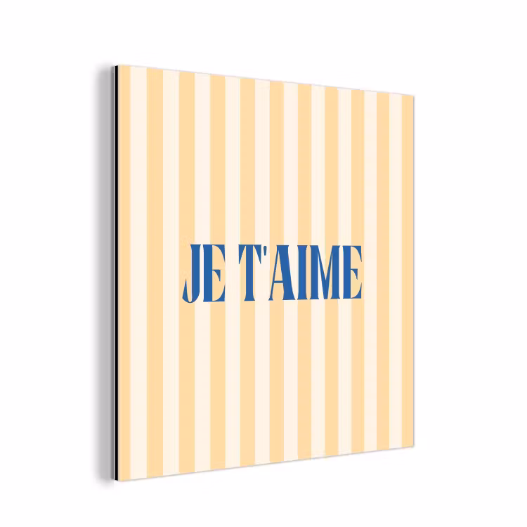 Aluminium schilderij - Blauw - Geel - Strepen - Je t'aime — 1